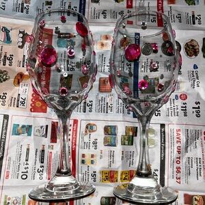 Bedazzled Champagne Flute Clear Glasses Set Elegant Birthday, Weddings, Party’s